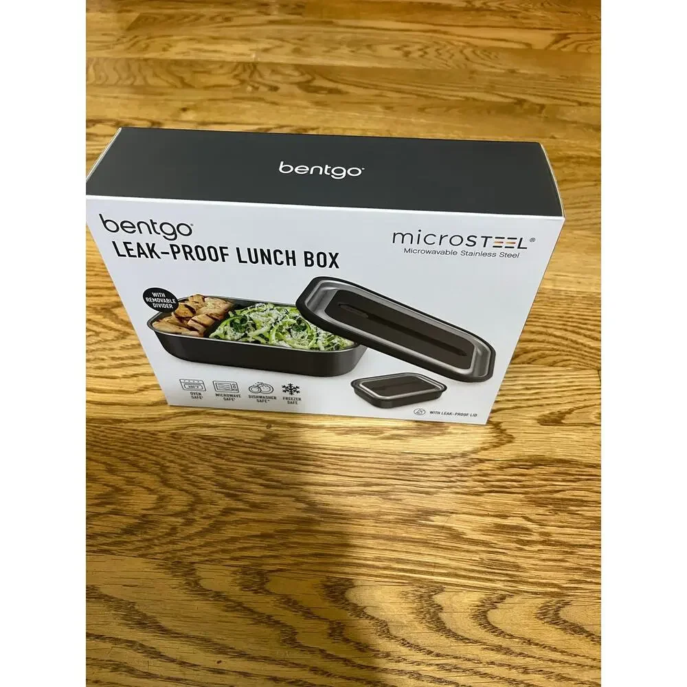 Bentgo MicroSteel Leak-Proof Lunch Box - Microwave-Safe, Oven-Safe Carbon Black